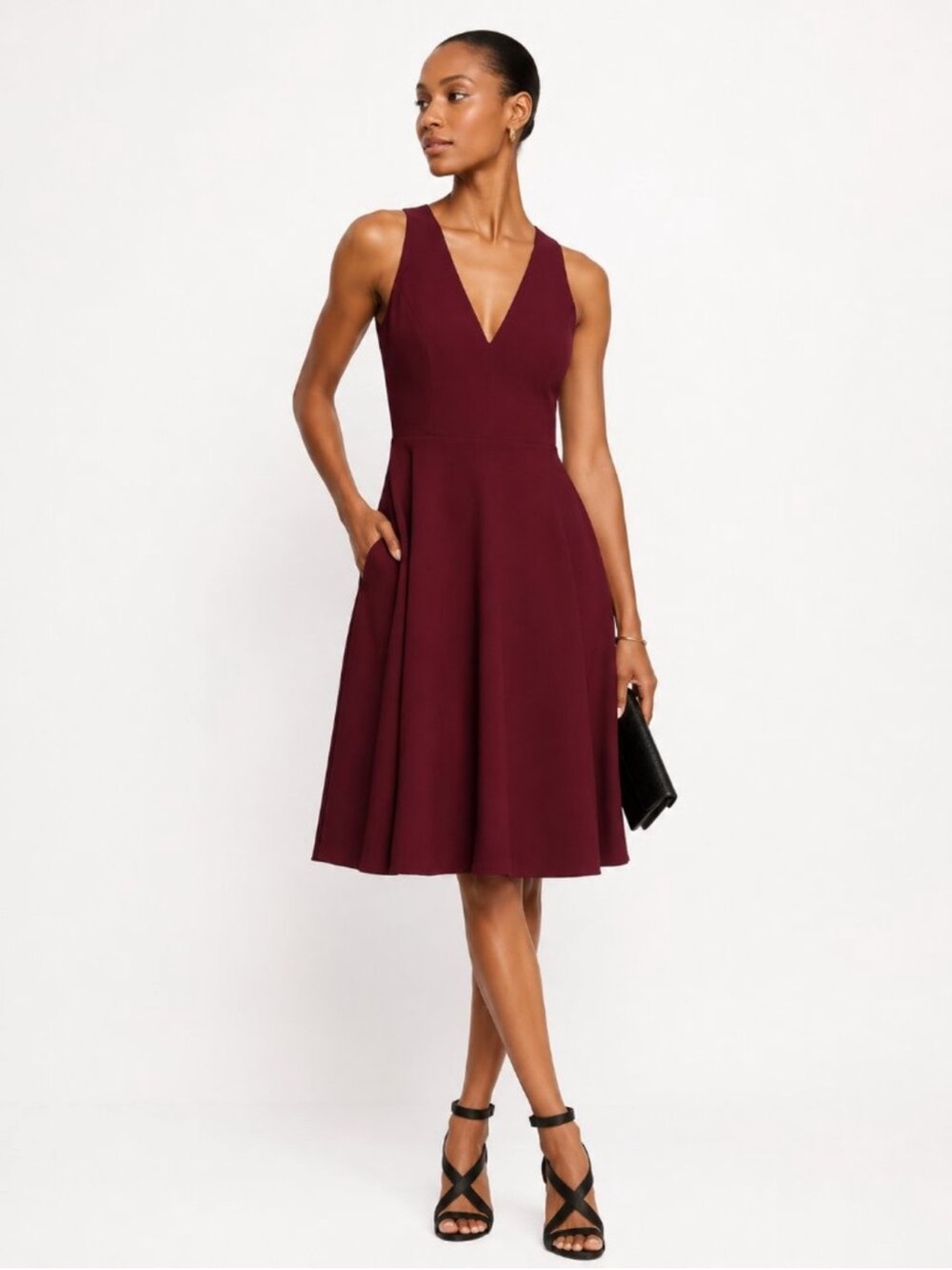 NWT Dress the Population Catalina Dress In Color Burgundy Size 10